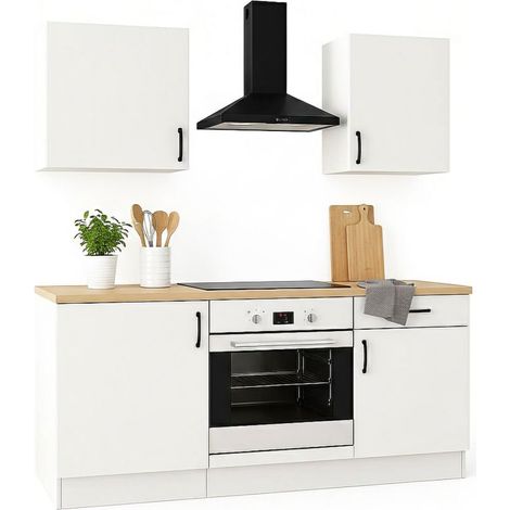 Dmora - Komplette Küche Fascia, Moderne Küchenkomposition, Modular Set für Küche, Funktionelle Küchenlösung, Weiß und Eiche