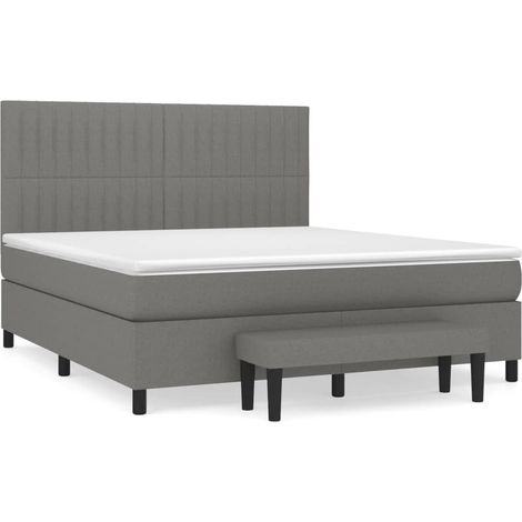Maison Exclusive - Giroletto a Molle con Materasso Grigio Scuro 160x200 cm Tessuto