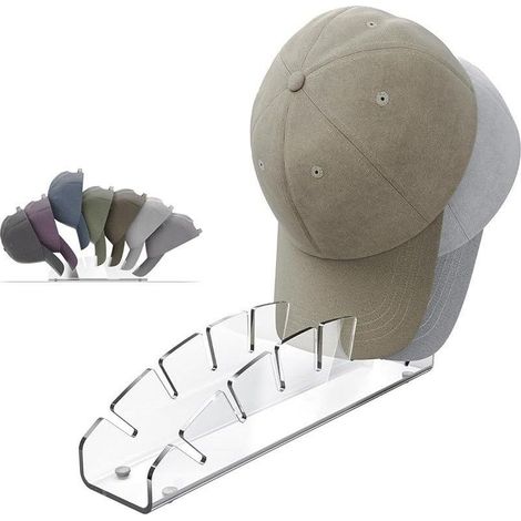 Porte Casquette en Acrylique, Rangement Casquette, Peut Contenir 7 Casquettes de Baseball, Support casquette, Range Casquette, Transparent (1/4)