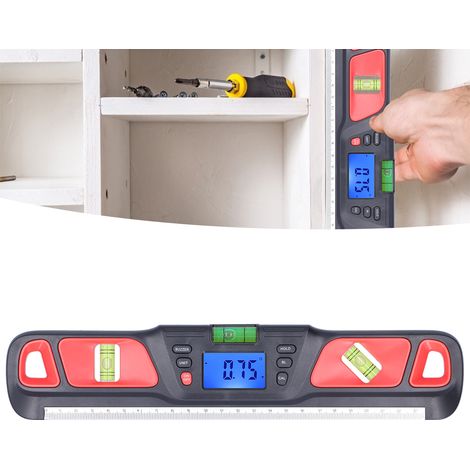 Niveau magnétique de haute précision HW-200, instrument de niveau épais, mini outil de mesure d'angle numérique, rouge, pour la décoration intérieure et les travaux de jardinage. (1/5)