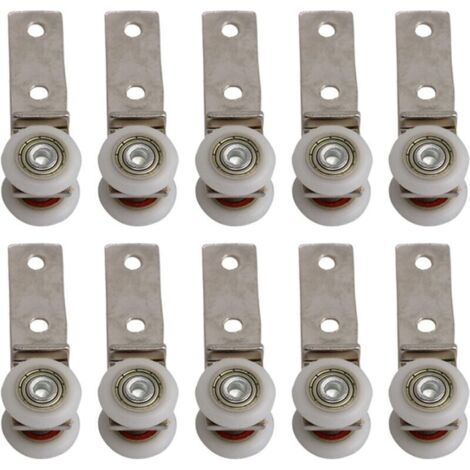 6,5 x 1,9 cm Coude de conduit en métal Roulement Bloc de poulie avec deux Plastique de roue pour porte coulissante fenêtre Cabinet