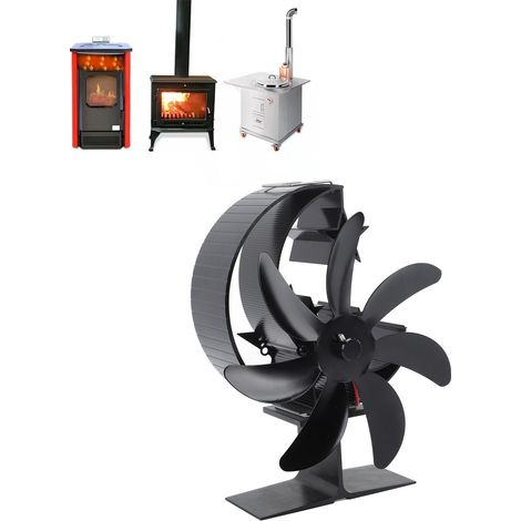 Ventilateur thermique en forme de lune pour cheminée à bois, idéal pour la pêche sur glace et le camping (noir) (1/5)