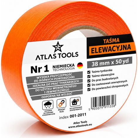 Atlas Tools Fassadenband, fein, weich, wirtschaftlich, wasserdicht, 38 mm/50 y (1/5)