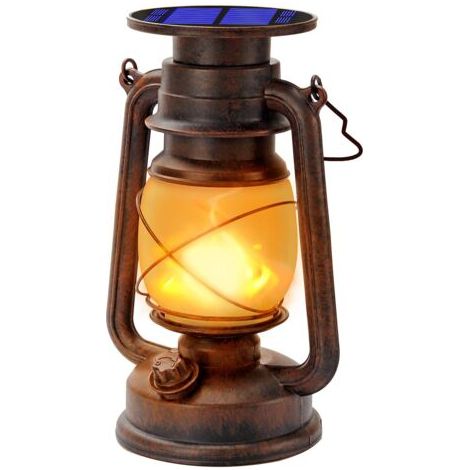 Lanternes Solaires Extérieur Lanterne tempête LED De Lanterne avec Effet de Flammes Lampe-tempête Décorative à LED Design Rétro étanche Pour Jardin,Chemins,Paysage (1pack) [Classe énergétique A+] (1/5)