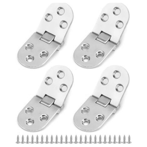 4 Pieces Silver Zinc Alloy Folding Flip Hinge, Folding Flip Hinge, for Folding Table, Cupboard Door, Hatch (1/5)