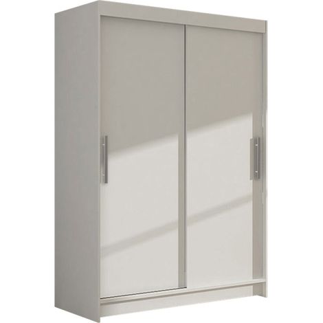 Armario Closico 117, Blanco, 200x120x58cm, Puertas de armario: Correderas, Número de estantes: 5