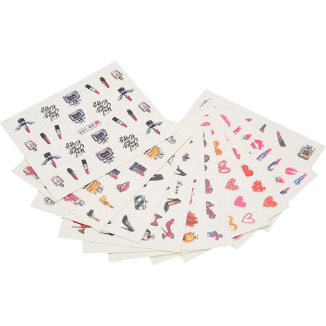 Autocollants Nail Art en Forme de Talons et Rouge à Lèvres, 10 Feuilles Décoratives Autocollantes pour Ongles (1/5)
