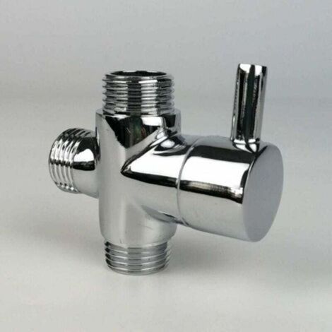 Vanne De Dérivation 3 Voies En Laiton Chromé, Adaptateur T Mâle G1/2 Pour Robinet De Douche Et Salle De Bain, Inverseur D'eau (1/5)