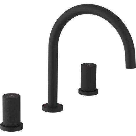 Sapho Ultratap - Grifo de lavabo, instalación de 3 orificios, negro mate UT017TB (1/2)