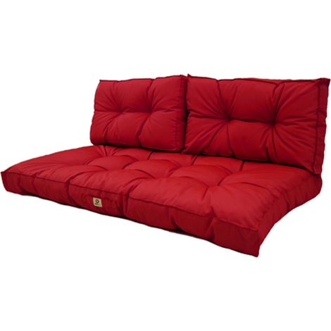 Coussins pour salon de jardin capitonné 100x50cm rouge (1/5)