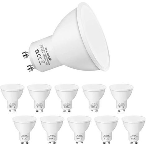 Ampoules LED GU10, Blanc Chaud 3000K Ampoule Spot LED 7W 630LM Angle de Faisceau 120 degrés Larges Faisceaux, Lot de 10 (1/3)