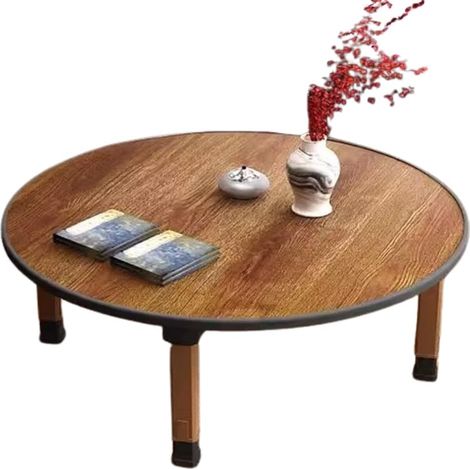 Table Basse Ronde Japonaise Pliante, Table à Manger Pliable pour sièges au Sol Tatami, Chambre à Coucher, Baie vitrée et Salon de thé(70x70cm) (1/5)