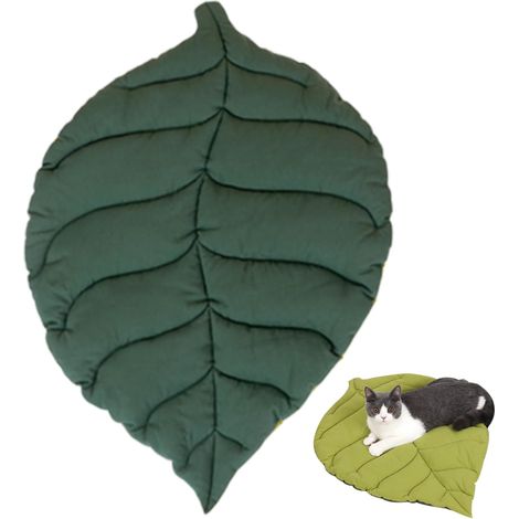 Tapis pour Chat Chien en Forme de Feuille, Coussin Moelleux Double Face, Matelas pour Animal de Compagnie, Literie Réversible, Taille Unique, Gris (1/4)