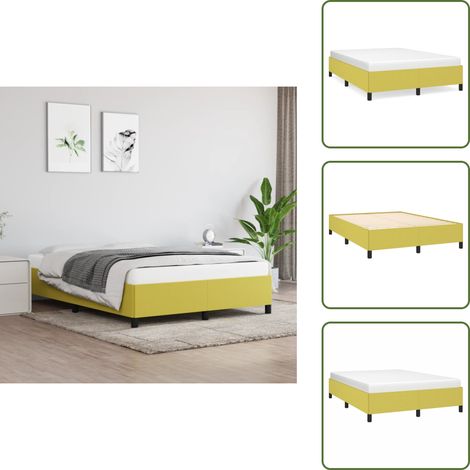 Bettgestell ohne Matratze Grün 140x190 cm Stoff - Bettrahmen - Doppelbett - Lattenrost - Grünes Bett - Holzrahmen (1/5)