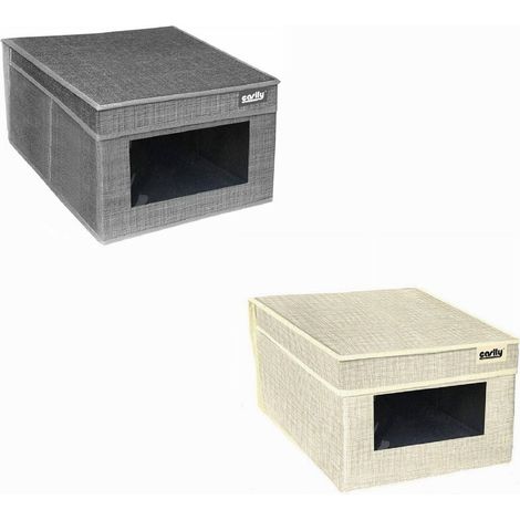 Cleafe - Scatola Porta Documenti Ufficio Box Organizer Portatutto 25x35x16cm Grigio 69690 - (1/5)