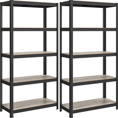 Lot de 2, Étagère de Rangement à 5 Niveaux, 40 x 90 x 180 cm, Capacité 875 kg, Planches Réglables, Style Industriel, pour Cuisine, Salon, Grège et Noir GLR040B22 (1/5)