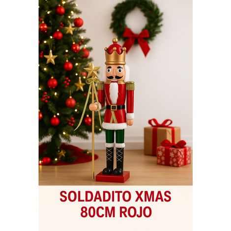 IBEROGARDEN  Soldadito Navideño Rojo 80 cm  Figura Decorativa Xmas Ideal para Entrada, Salón o Escaparate (1/3)