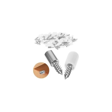 Lot de 50 vis autotaraudeuses pour support de tablette de meuble, chevilles de support d'étagère avec manchon antidérapant, supports d'étagère pour meubles de cuisine, vitrines, armoires et placards. (1/5)