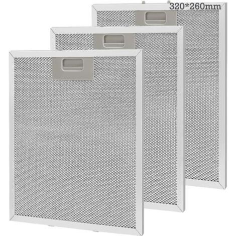 Lot de 3 filtres à graisse métalliques pour hottes de cuisine, 320 x 260 mm - Argent (1/5)