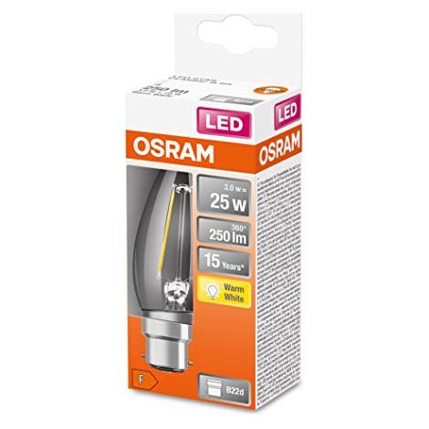 Led Flamme Clair Filament 2.5w B22 Chaud Boite 1 - Osram (1/4)