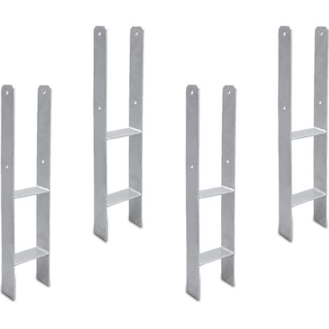 Wolketon 4x ancoraggio ad H Adatto per pergole Ancoraggio per palo incassato supporto per recinzione supporto per carport durevole 111MM