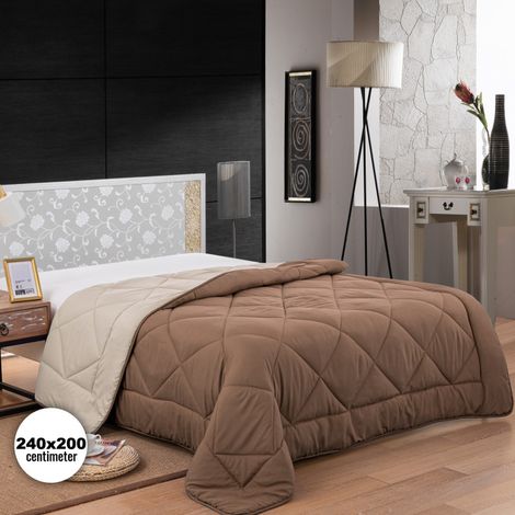 Couette En Microfibre Bicolore 240x200cm marron Herzberg HG2420BCO-BRU (1/5)