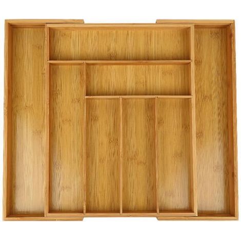 Organisateur de Bambou de Tiroir Extensible pour Couverts et Ustensiles de Cuisine Rangement Tiroir Cuisine,Range Couverts (1/4)