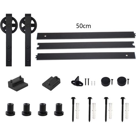 Schiebetürbeschlag, 183cm J Formwalze Schwerlast Schiebetürsystem Set con Große Rolle für Scheunentor Holztür (Schwarz)