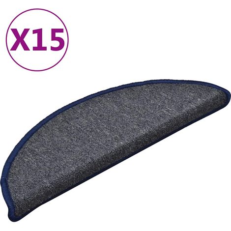 Maison Exclusive - Tappetini per scale 15 pz 56x17x3 cm Grigio scuro e blu semicircolari (1/5)