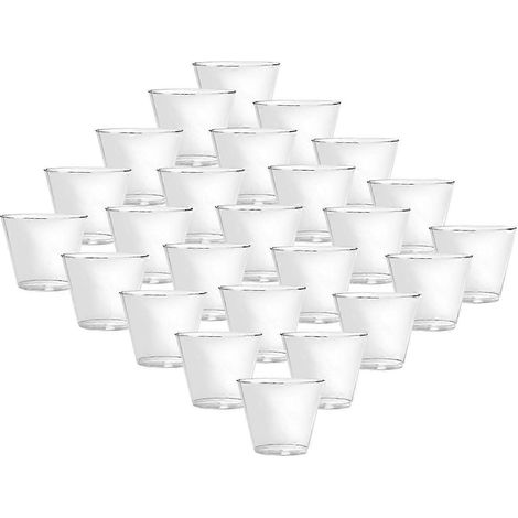 Lot de 25 gobelets jetables transparents en plastique de 270 ml pour cocktails et fêtes.
