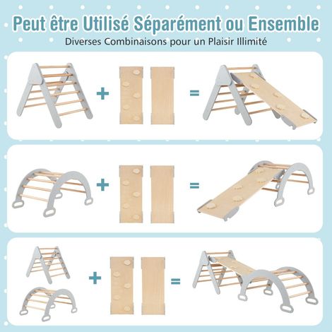 Set of 3 climbing toys for children 1+ years with triangle arch climb, Climbing set Grey (1/5)