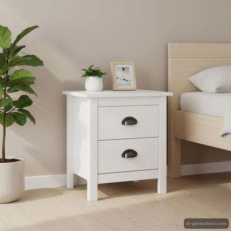 288904 vidaXL Bedside Cabinet "Hill" White 46x35x49,5 cm Solid Pine Wood (1/5)