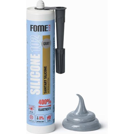Mastic silicone sanitaire FOME FLEX 102 – gris, acétique, étanchéité cuisine & salle de bain, anti-moisissure
