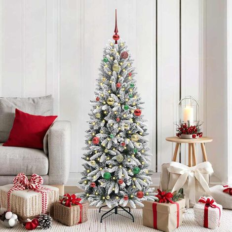 Künstlicher Weihnachtsbaum mit 150 LEDs mit Ständer Weiß 150 cm