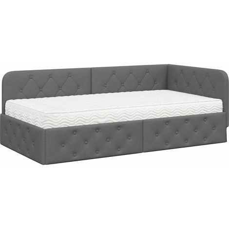 Maison Exclusive - Cadre de lit d'angle Gris foncé 90 x 190 cm tissu
