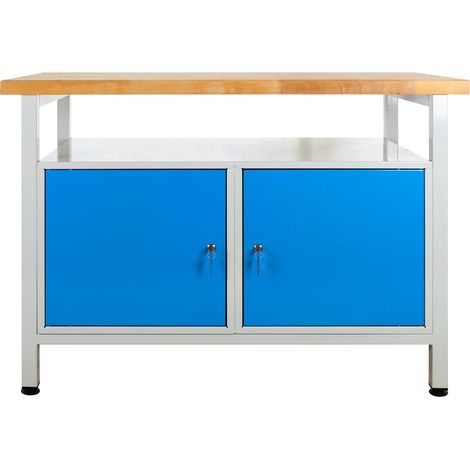 ADB Werkbank 1200x600x840mm Werktisch Arbeitstisch Metall Packtisch 2 Türen (1/4)