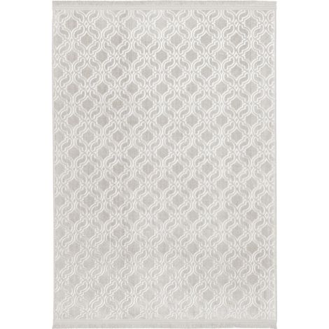 Tapis salon et chambre 80x280 beige rectangle tissé motif géométrique PERIU (1/4)