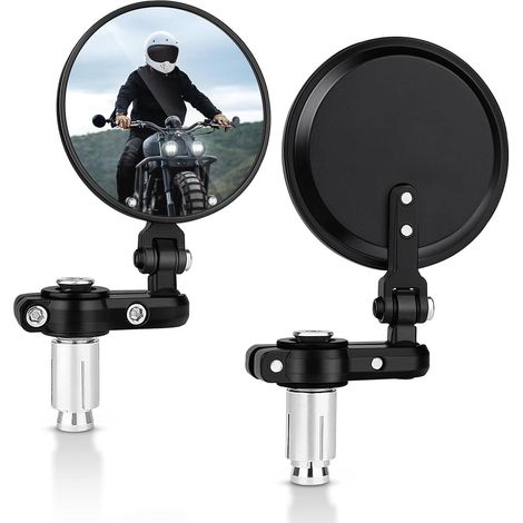Rétroviseurs de moto (lot de 2), rétroviseurs universels pour guidon de moto 7/8" (22 mm), haute définition, antidéflagrants, pliables, ronds, pour guidon de 3" (7,6 cm). (1/5)