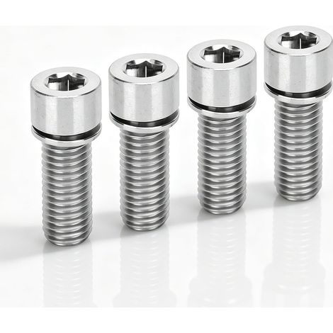 Lot de 4 boulons de potence de vélo, vis à six pans creux M7 x 20 mm, en alliage de titane, pour guidon de vélo de route et de montagne (Couleur primaire en titane) (1/5)