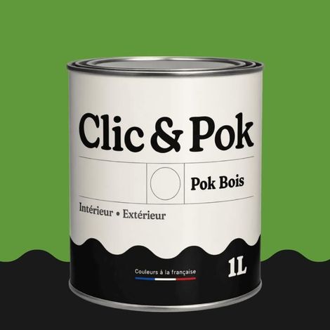 Peinture Bois Extérieur – POK BOIS - 1L - RAL 6018 - Vert jaune- Résistante aux intempéries - Ne s'écaille pas