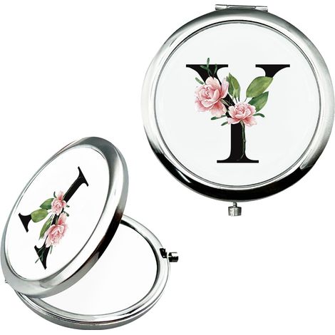 Miroir de maquillage personnalisé Petit miroir Miroir de poche Cadeaux de mariage Cadeaux de fiançailles Cadeau personnalisé Miroir A-Z Cadeaux pour femmes Cadeaux d'anniversaire(Y) (1/5)