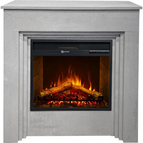 Camino Elettrico da Pavimento 1800W Legno Effetto Cemento Digitale (1/5)