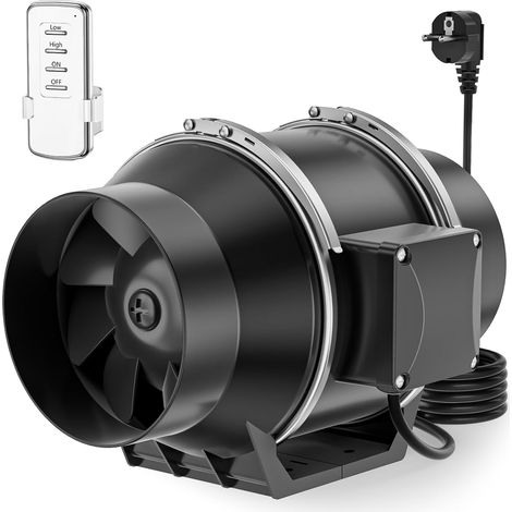 Extracteur dair 75 mm à 2 vitesses, Ventilateur Extracteur d’air silencieux 220 m³/h, IP44 avec prise EU pour salle de bain, cuisine, tente de culture (1/5)