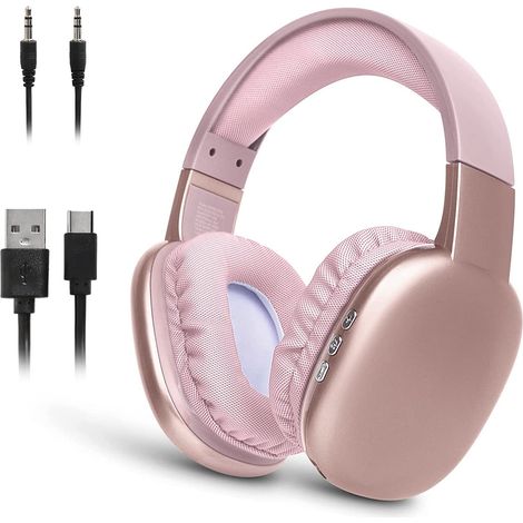 1 Casque Bluetooth, Supra-auriculaire, Microphone, Carte SD, 10 Heures, Rose (1/5)