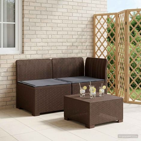 Canapé de Jardin 2 Places Aspect Rotin PP avec Coussins pour Extérieur Terrasse Balcon Marron - PANGIVO (1/5)