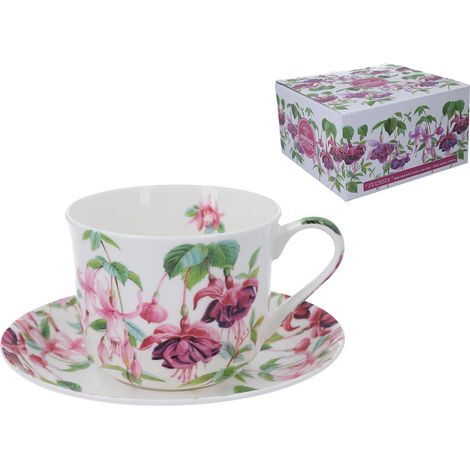Tasse et soucoupe pour le petit-déjeuner - Fuchsia (FBCh)