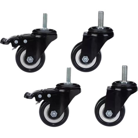 Roulettes De Meuble - Roulettes Pivotantes Avec Vis M8 - Polyuréthane Et Métal - Charge Maximale 80 Kg Par Roulette - Lot De 4 (1/5)