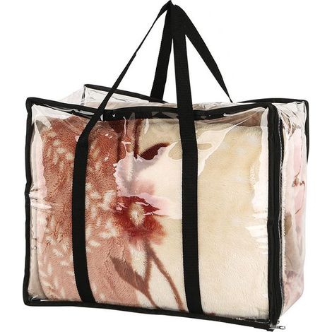 2er-Pack 70x45x35 cm 110L Transparente, faltbare Aufbewahrungstaschen aus Kunststoff für Kleiderschränke und Bettwäsche mit verstärkten Griffen (1/5)