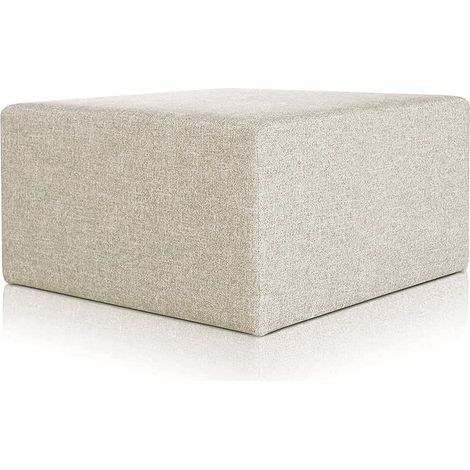 EVERGREENWEB Pouf poggiapiedi 83x83 cm per Divano Sgabello Cubo, tessuto Idrorepellente: Pouf design moderno per soggiorno camera da letto, Puff salotto, Pouffe Rubino BEIGE (1/4)
