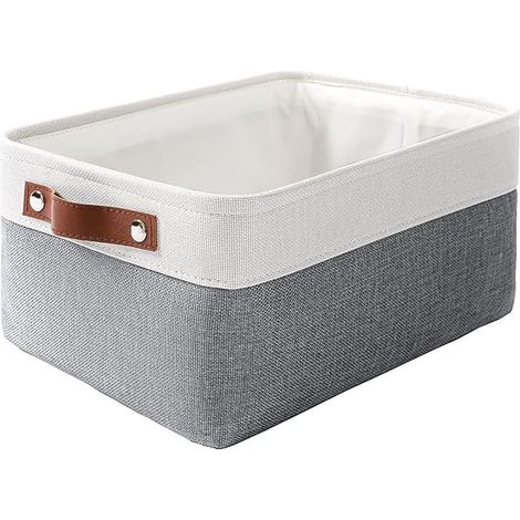 Boîte de Tissu Panier Pliable en Toile Vêtements Jouets Étagères Gris (1/5)